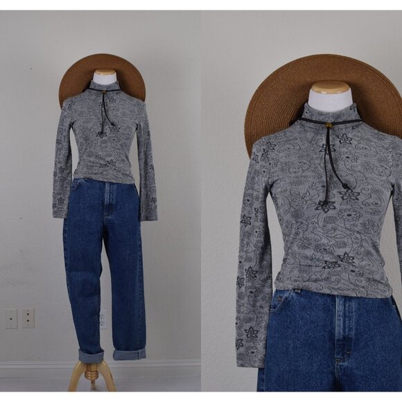 Vintage 80s‎ Polyester-Spandex Turtle Neck t shirt | size medium - Picture 1 of 10